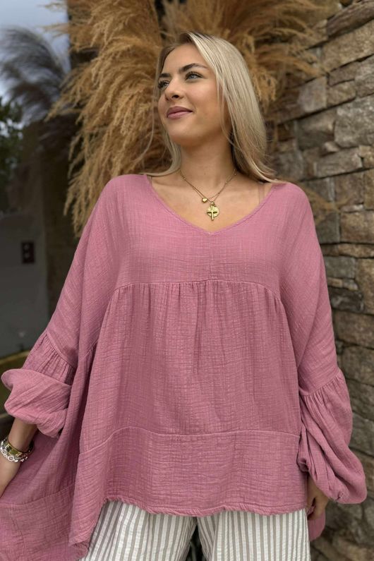 Made in Italy Santos Artist Smock Indian Pink - 